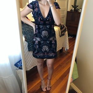 Foxiedox Embroidered Velvet Dress Size S